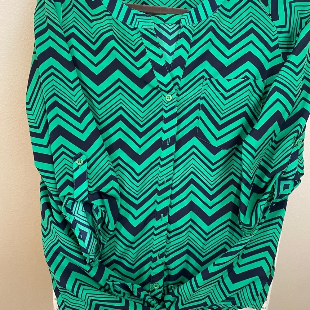 The Limited chevron print top blue and green blouse